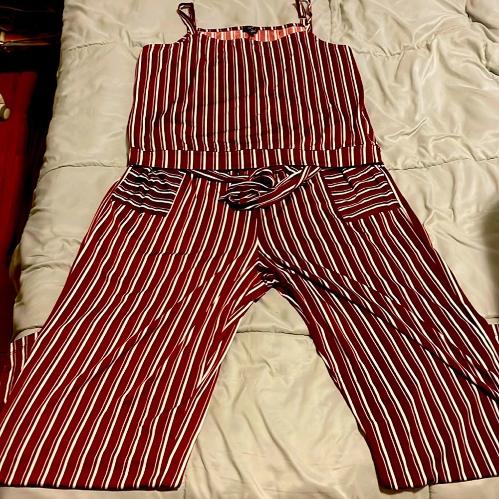 Burgundy and White,2 of piece outfit.